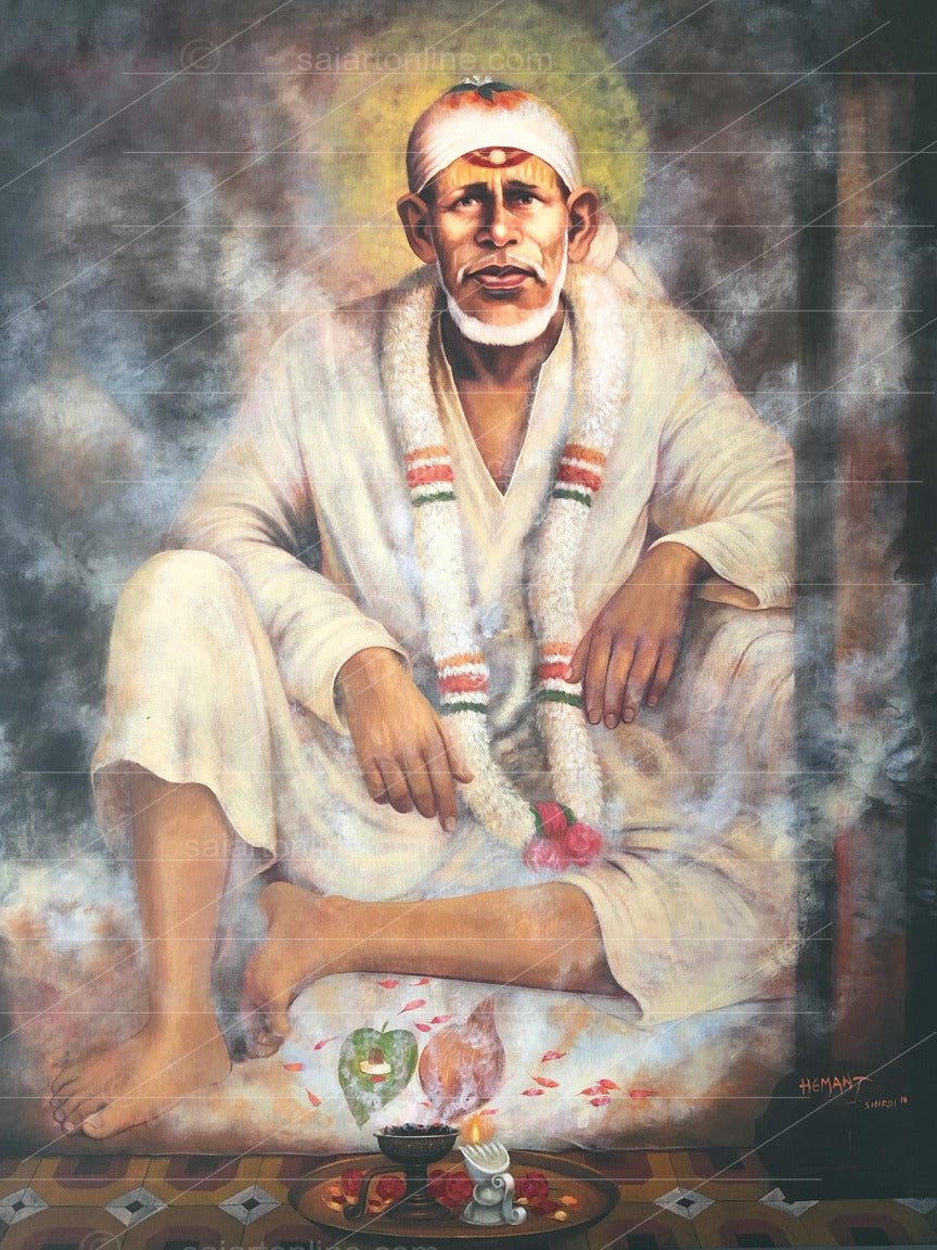 Shirdi Sai Baba  Dwarkamai Hand Painting Canvas Reprint photo, Picture/Poster